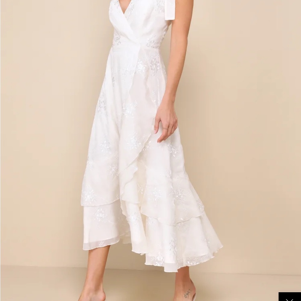 Lulu's White Asymmetrical Ruffled Sundress